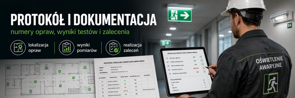 Test oświetlenia awaryjnego – miesięczny, roczny i pomiary natężenia oświetlenia