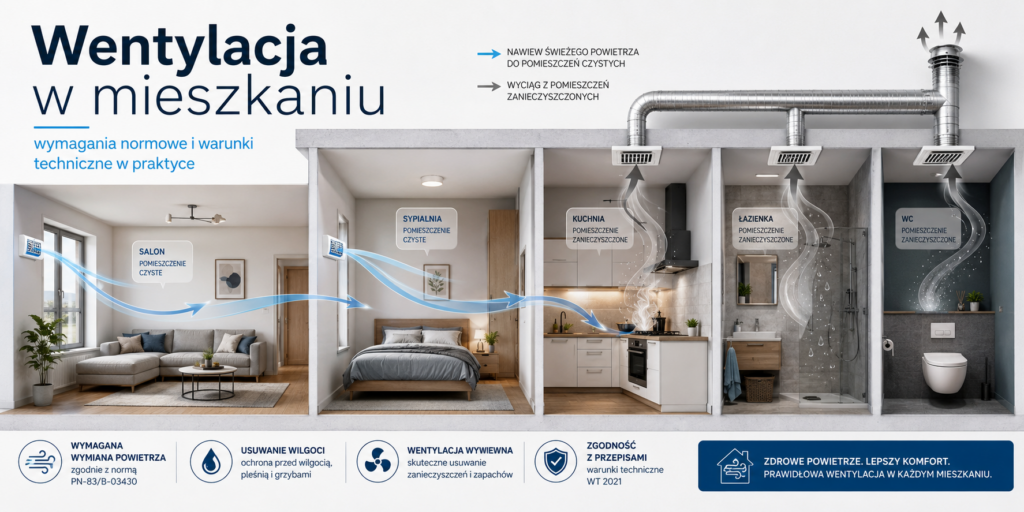 Wentylacja w mieszkaniu – wymagania normowe i warunki techniczne w praktyce