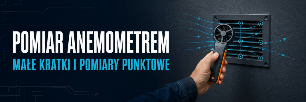 Pomiar prędkości powietrza anemometrem w instalacji wentylacyjnej