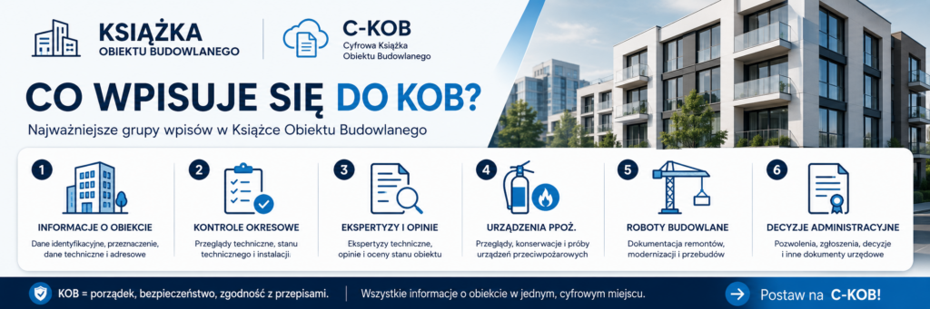 Zakres informacji wpisywanych do Cyfrowej Książki Obiektu Budowlanego c-KOB