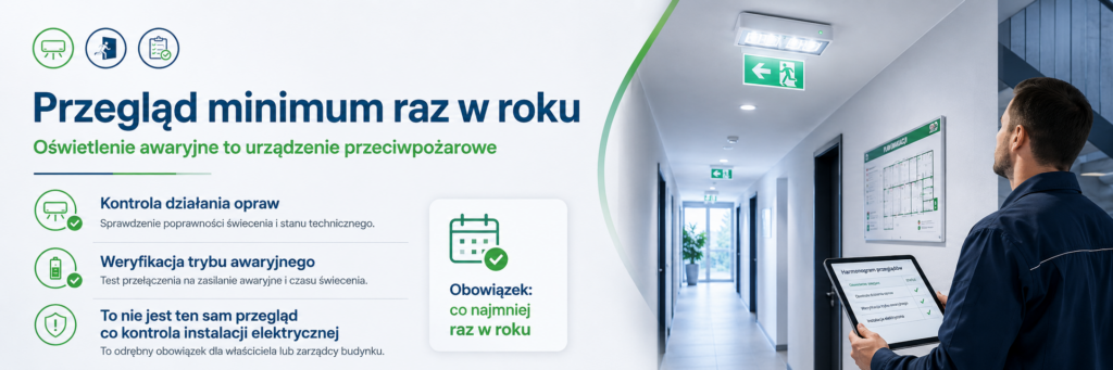 Przegląd oświetlenia awaryjnego i ewakuacyjnego – obowiązki zarządcy budynku