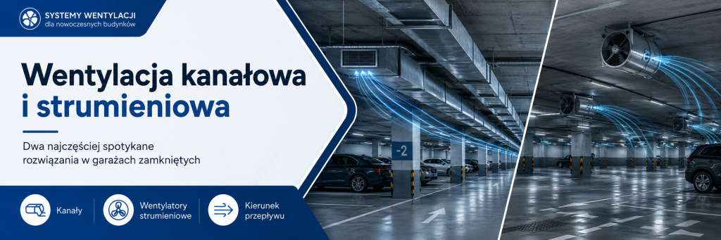 Porównanie wentylacji kanałowej i strumieniowej w garażu podziemnym